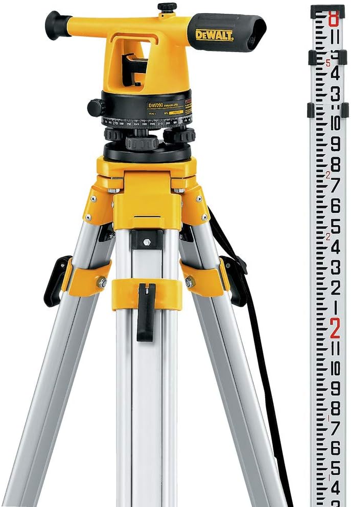 DEWALT Transit Level, Surveying Tool with Tripod and Rod, 20X Magnification (DW090PK)