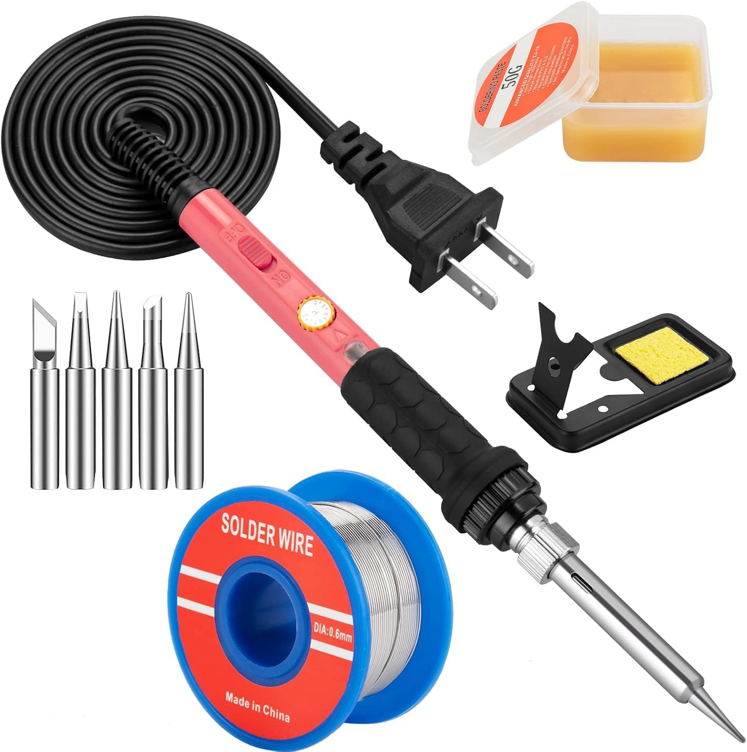 Soldering Iron Kit, 60W Soldering Iron with 5pc Interchangeable Tips, 10-in-1 Adjustable Temperature Solder Welding Tools, Fast Heating, Electronic...
