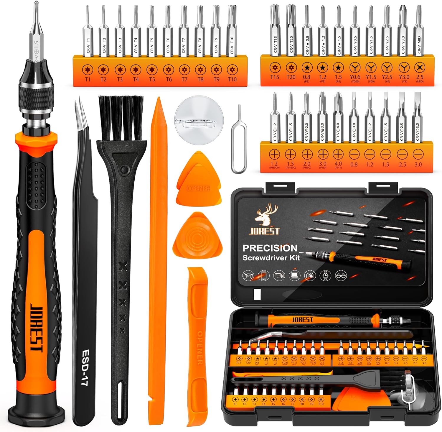 JOREST 40Pcs Small Precision Screwdriver Set with Torx Triwing Phillips, Mini Repair Tool Kit for Macbook, Computer, Laptop, PC, iPhone, PS5, Xbox,...